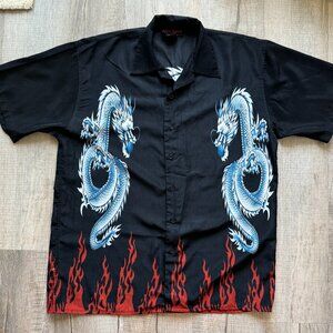 Vintage Button Down Dragon Top Size M